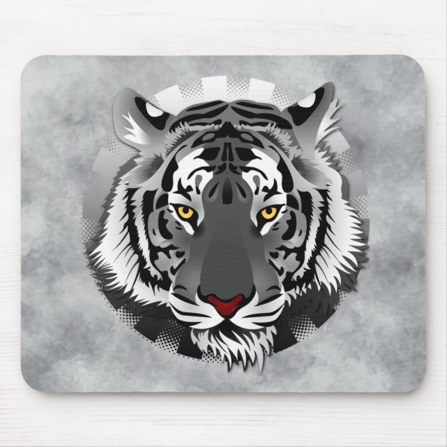 Schwarzweißiger Tiger Mousepad (Vorne)