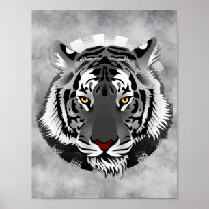 Schwarzweißiger Tiger Poster