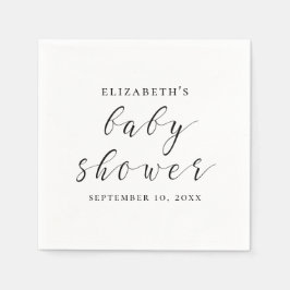 Schwarzweißkalligraphie-Babydusche Serviette