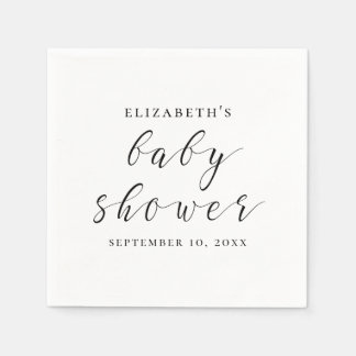 Schwarzweißkalligraphie-Babydusche Serviette