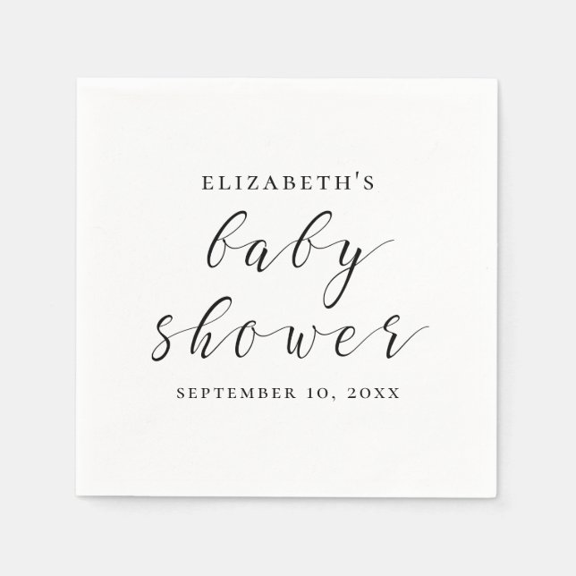 Schwarzweißkalligraphie-Babydusche Serviette (Vorderseite)