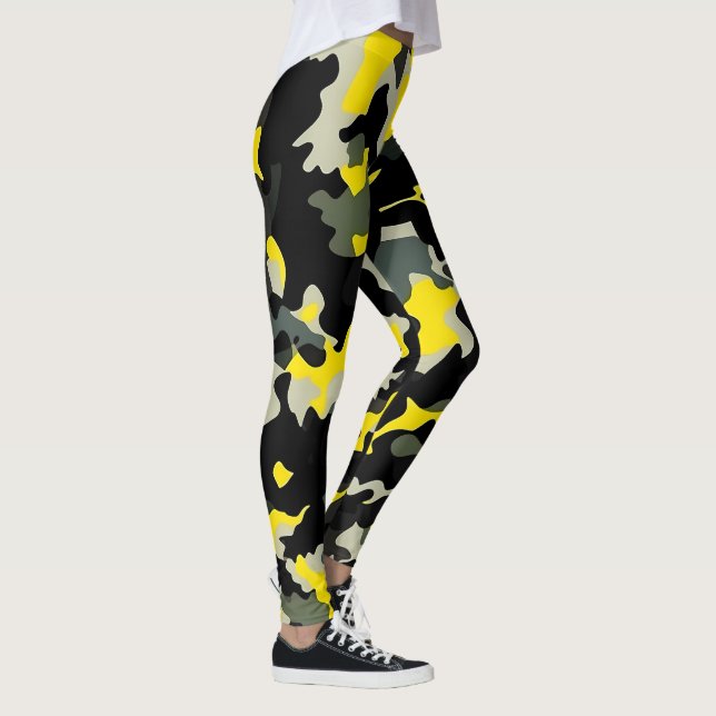 Schwarzweißkampfmuster Leggings (Rechts)