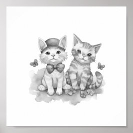 Schwarzweißkätzchen Poster