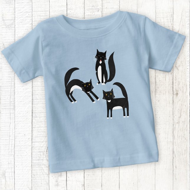 Schwarzweißkatze Baby T-shirt (Black and white tuxedo cat t-shirt)