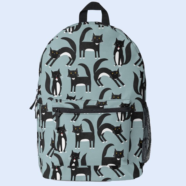 Schwarzweißkatze Bedruckter Rucksack (Black and white tuxedo cat fun backpack for animal lovers)