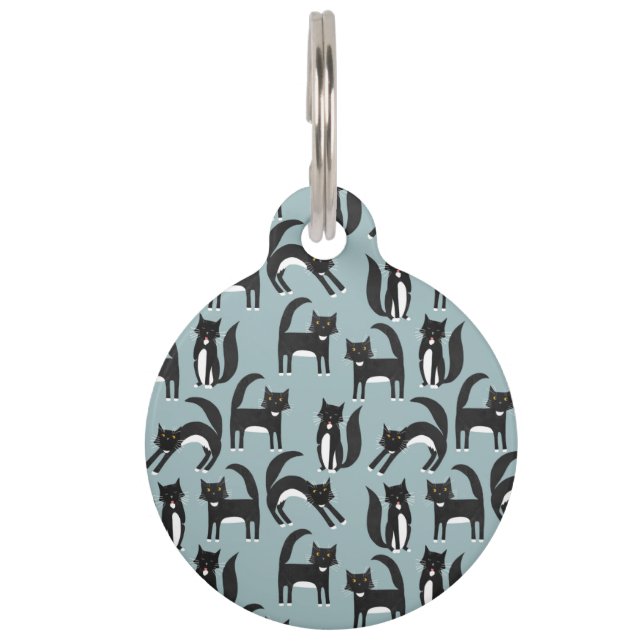 Schwarzweißkatze Haustiermarke (Vorderseite)