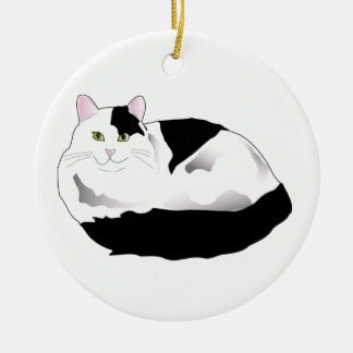 Schwarzweißkatze Keramikornament