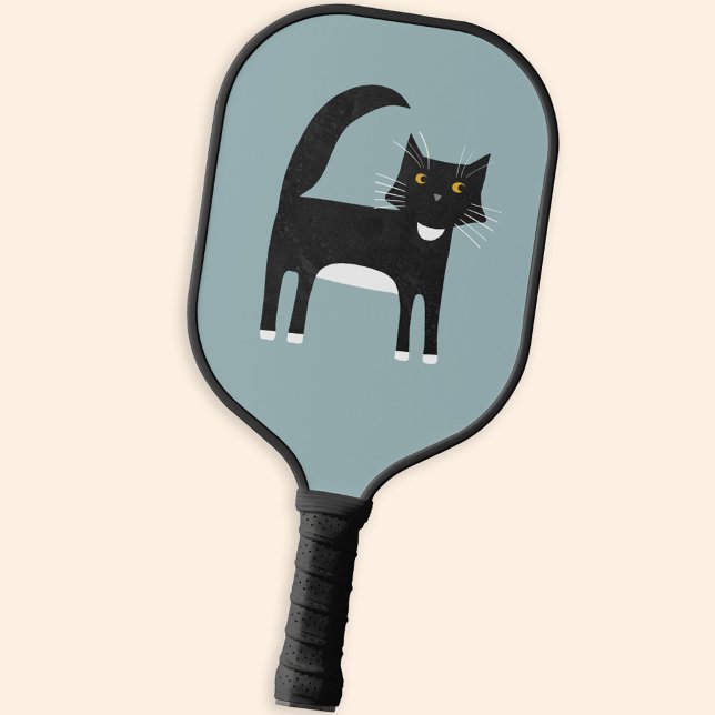 Schwarzweißkatze Pickleball Schläger (Black and white tuxedo cat pickleball paddle for animal lovers)