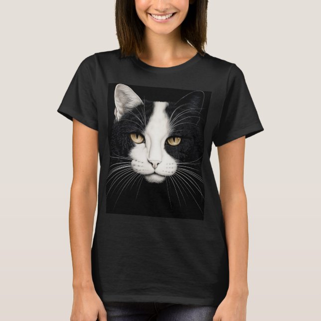 Schwarzweißkatze T-Shirt (Vorderseite)