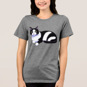 Schwarzweißkatze Tri-Blend Shirt