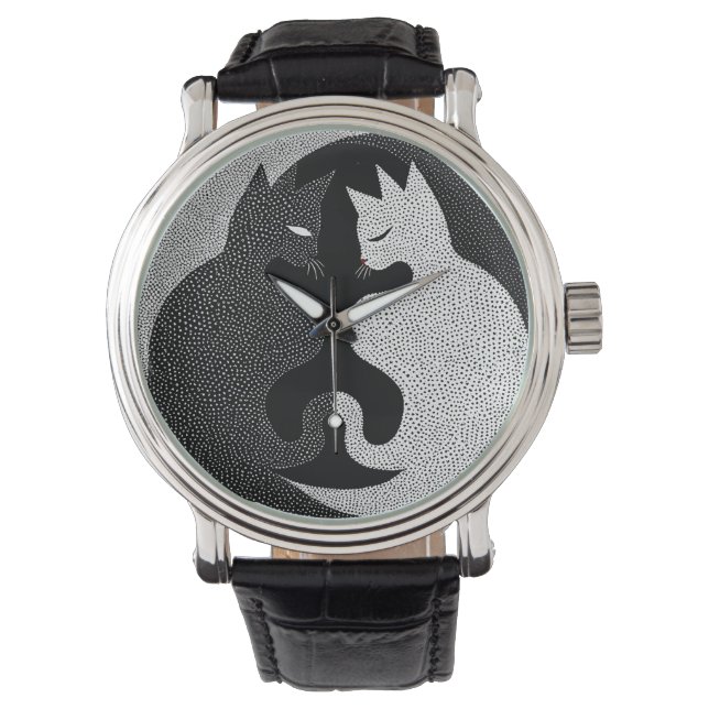 Schwarzweißkatzen Armbanduhr (Vorderseite)
