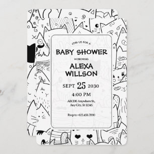 Schwarzweißkatzen BABY SHOWER Einladung