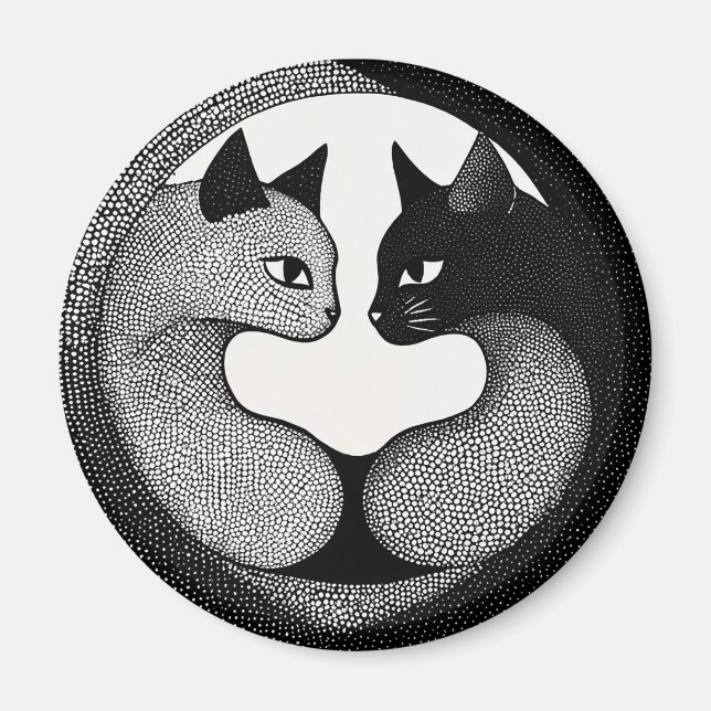 Schwarzweißkatzen Magnet (Vorne)