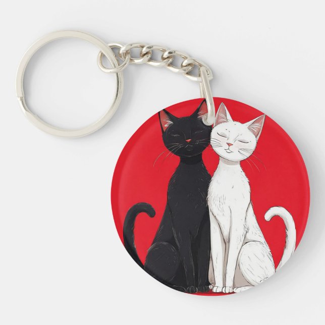 Schwarzweißkatzen Schlüsselanhänger (Vorderseite)