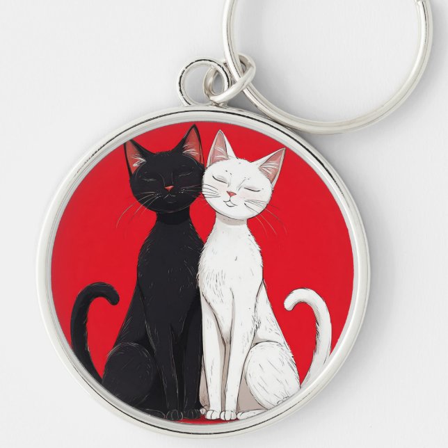 Schwarzweißkatzen Schlüsselanhänger (Vorne)