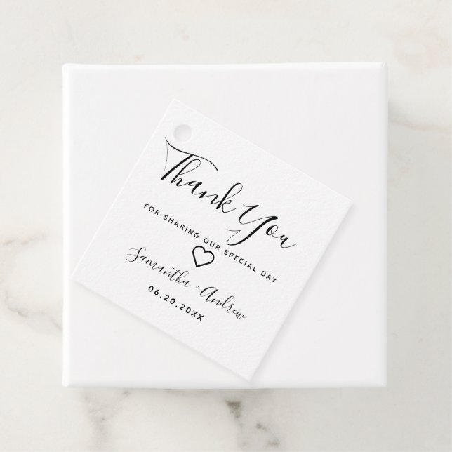 Schwarzweißkraft Dank Hochzeit Geschenkanhänger (Beispiel)