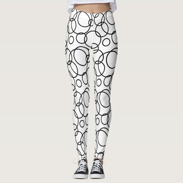 Schwarzweißkreise Leggings (Vorderseite)