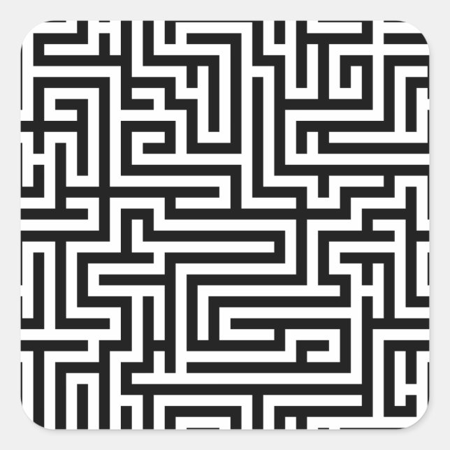Schwarzweißlabyrinth Quadratischer Aufkleber (Vorderseite)