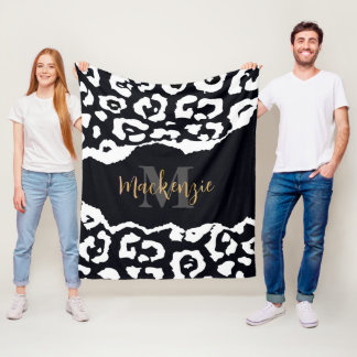 Schwarzweißleopard Fleecedecke
