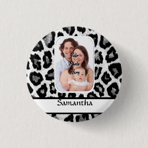 Schwarzweißleoparddruck Button