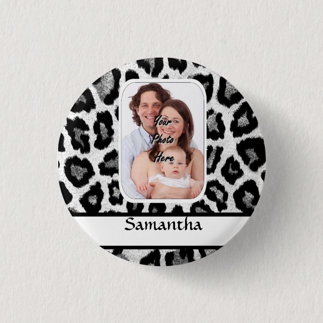Schwarzweißleoparddruck Button (Vorderseite)