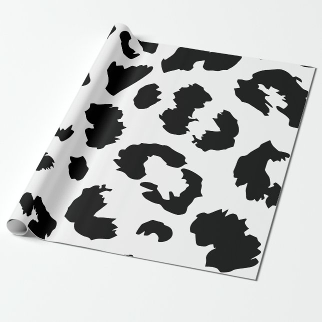 Schwarzweißleoparddruck Geschenkpapier (Ungerollt)