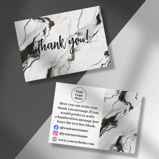 Schwarzweißmarmor Danke Karte (Von Creator hochgeladen)