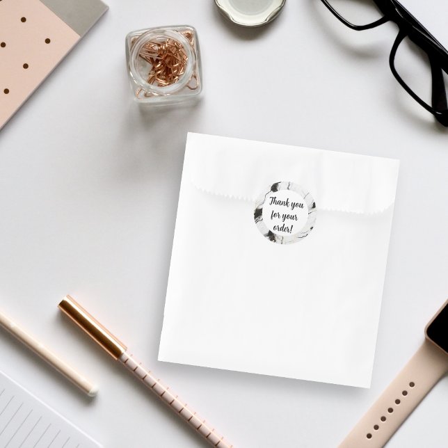 Schwarzweißmarmor Vielen Dank Runder Aufkleber (Von Creator hochgeladen)