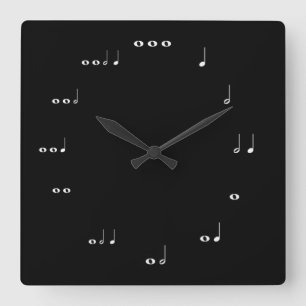 Schwarzweißmusik Quadratische Wanduhr