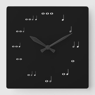 Schwarzweißmusik Quadratische Wanduhr