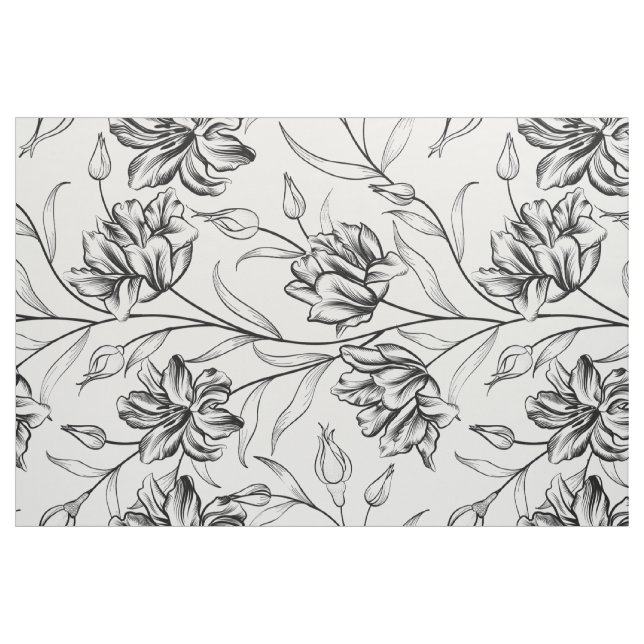 Schwarzweißmuster für Vintage Blume Stoff (Yard (91,4 cm))