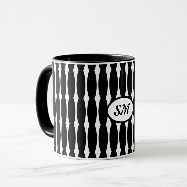 Schwarzweißmuster, Ihre Initialen oder Monogramme Tasse (Vorderseite Links)