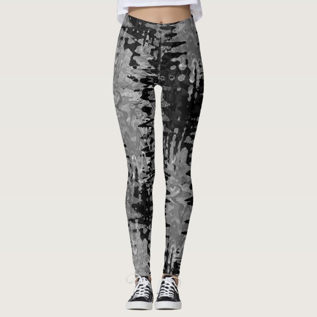 Schwarzweißmuster im Fraktal Leggings (Vorderseite)