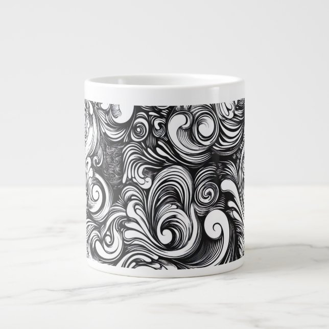 Schwarzweißmuster Jumbo-Tasse (Vorderseite)