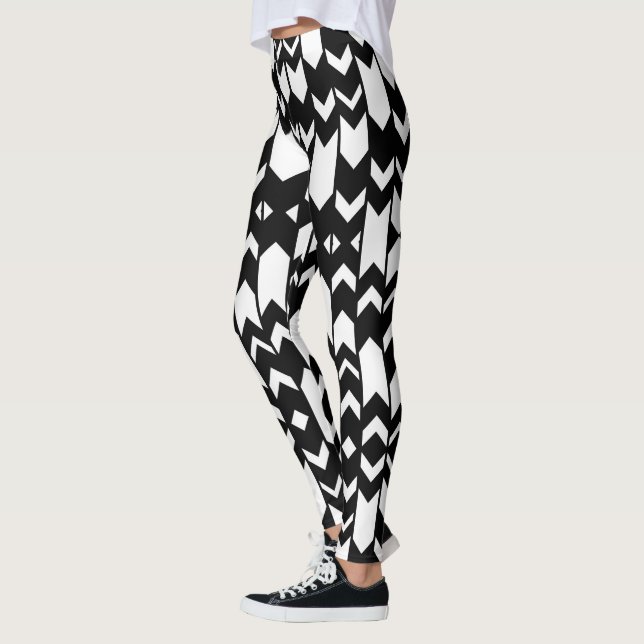Schwarzweißmuster-Leggings Leggings (Links)