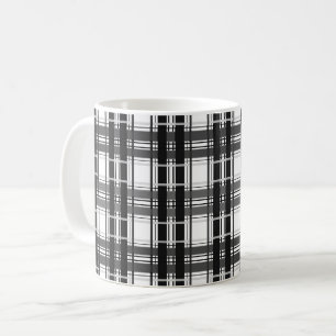 Schwarzweißmuster Tartan-Geometrie kariert Kaffeetasse