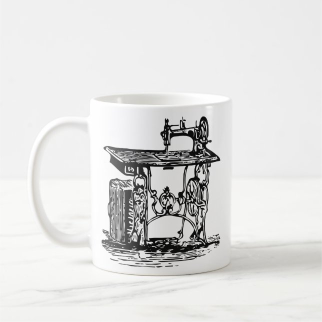 Schwarzweißnähmaschine Vintag antiker Antik Kaffeetasse (Links)