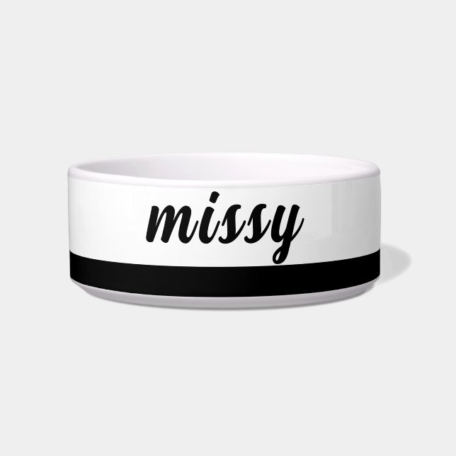 Schwarzweißname Keramik Pet Bowl Napf (Vorderseite)