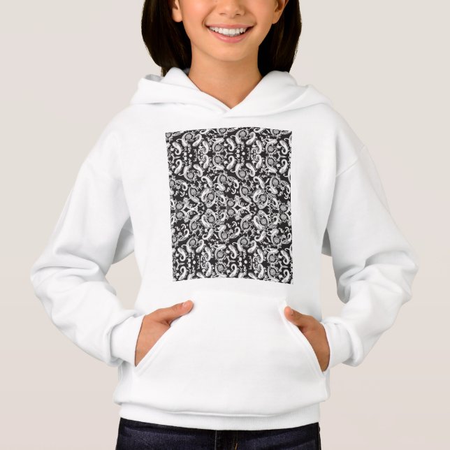 Schwarzweißpaisley Hoodie (Vorderseite)