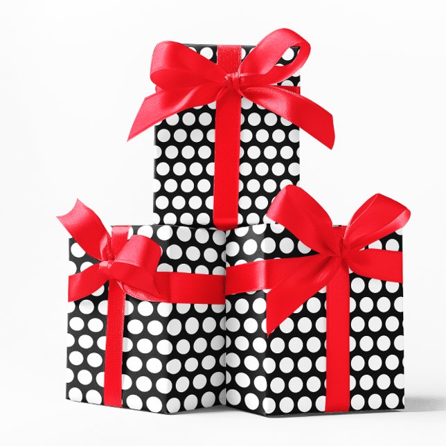 Schwarzweißpolka-Dot Geschenkpapier (Black and White Polka Dot Wrapping Paper)