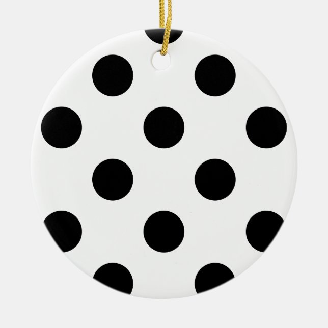 Schwarzweißpolka-Dot Keramik Ornament (Vorne)