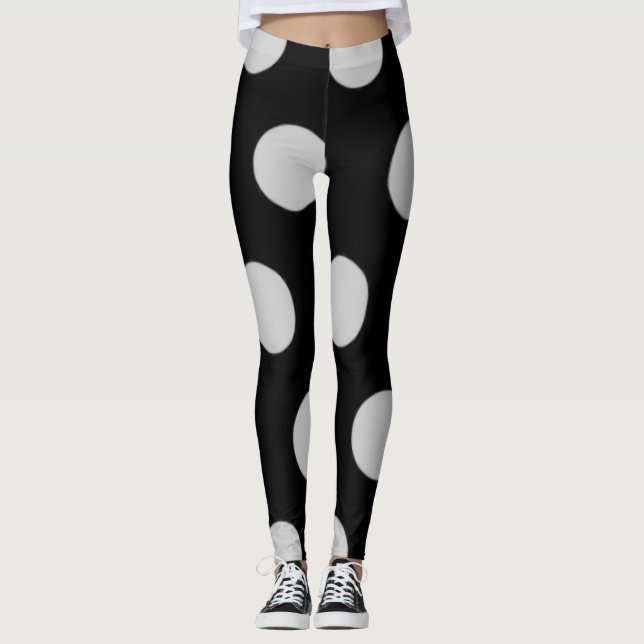 Schwarzweißpolka-Dot Leggings (Vorderseite)