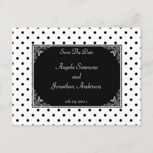 Schwarzweißpolka-Dot Save the Date Ankündigungspostkarte
