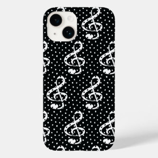 Schwarzweißpolka-Punkt-Musiknote Case-Mate iPhone 14 Hülle