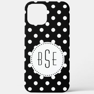 Schwarzweißpolka-Punkte mit Monogramm Case-Mate iPhone Hülle