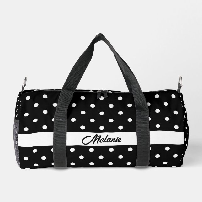 Schwarzweißpolka-Punktmuster hübsch Duffle Bag (Rückseite)