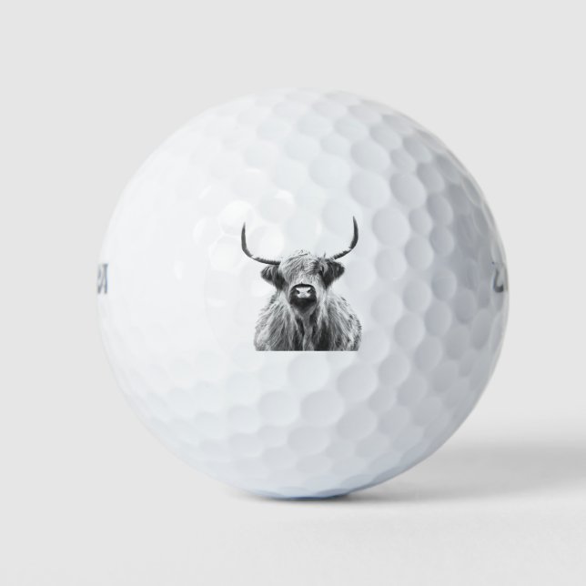 Schwarzweißportrait Golfball (Vorderseite)