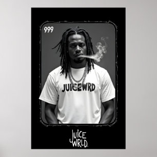 Schwarzweißporträt eines männlichen Rappers, der W Poster