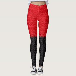 Schwarzweißroter Strick: gestreift in der Nähe. Leggings