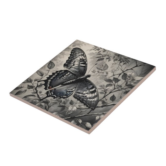 Schwarzweißschmetterling zeichnend fliese (Seite)